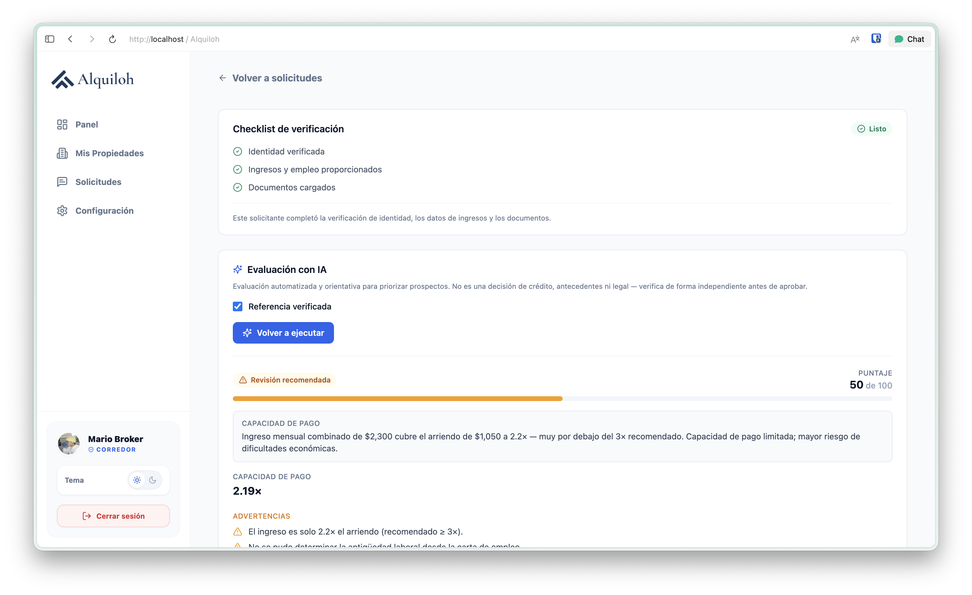 Verificación de leads con IA — ingresos, empleo y documentos